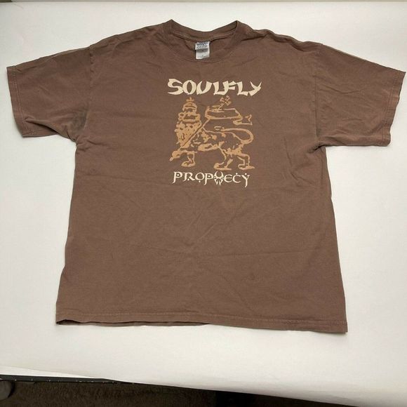 Vintage Soulfly Prophecy Tour Band Rock Metal Brown T Shirt Mens Size XL - Picture 7 of 7